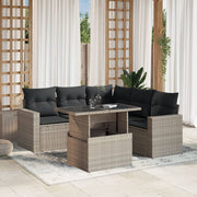 Loungeset 6-delig poly rattan lichtgrijs
