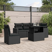 Loungeset 6-delig poly rattan zwart
