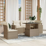 Loungeset 6-delig poly rattan beige