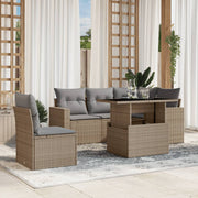 Loungeset 6-delig poly rattan beige