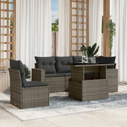 Loungeset 6-delig poly rattan grijs