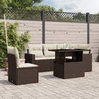 6-piece Lounge Set with Cushions Poly Rattan Brown