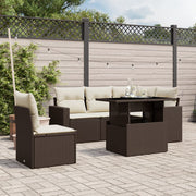 Loungeset 6-delig poly rattan bruin