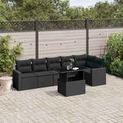 Loungeset 7-delig poly rattan zwart