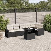 Loungeset 7-delig poly rattan zwart