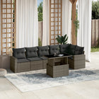 7-delige Loungeset met kussens poly rattan grijs