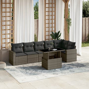 Loungeset 7-delig poly rattan grijs