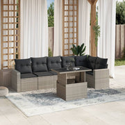Loungeset 7-delig poly rattan lichtgrijs