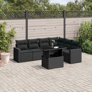 Loungeset 7-delig poly rattan zwart