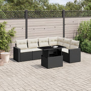 Loungeset poly rattan 7-delig zwart