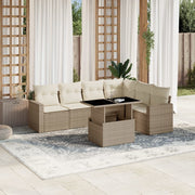 Loungeset 7-delig poly rattan beige
