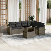 Loungeset 7-delig poly rattan grijs