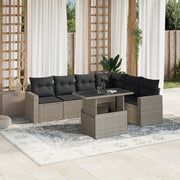 Loungeset 7-delig poly rattan lichtgrijs