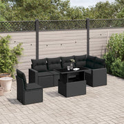 Loungeset 7-delig poly rattan zwart