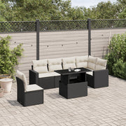 Loungeset 7-delig poly rattan zwart
