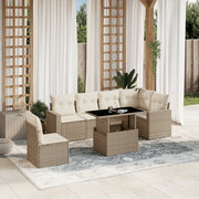 Loungeset 7-delig poly rattan beige