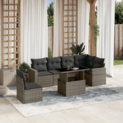 Loungeset 7-delig poly rattan grijs