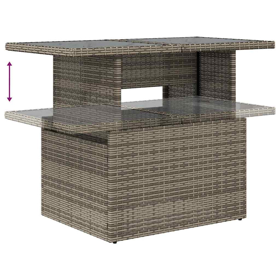 7-delige tuinbankset met kussens, grijs polyrotan