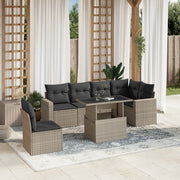 Loungeset 7-delig poly rattan lichtgrijs