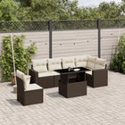 7-delige Loungeset met kussens poly rattan bruin