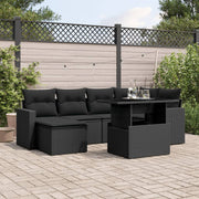 Loungeset 7-delig poly rattan zwart