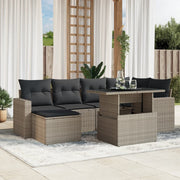 Loungeset 7-delig poly rattan lichtgrijs