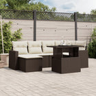 7-delige Loungeset met kussens poly rattan bruin