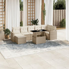 8-delige Loungeset met kussens poly rattan beige