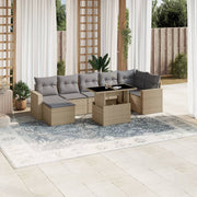 Loungeset 8-delig poly rattan beige