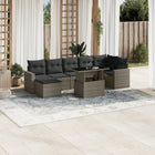 8-delige Loungeset met kussens poly rattan grijs