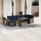 8-piece garden lounge set with cushions, grey poly rattan