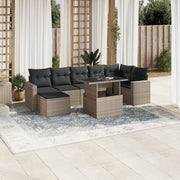 Loungeset 8-delig poly rattan lichtgrijs