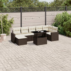 8-delige Loungeset met kussens poly rattan bruin