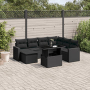 8-piece Lounge Set with Cushions Polyrattan Black