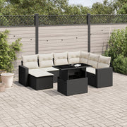 8-piece Lounge Set with Cushions Polyrattan Black