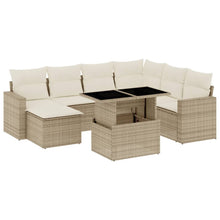 8-delige Loungeset met kussens poly rattan beige