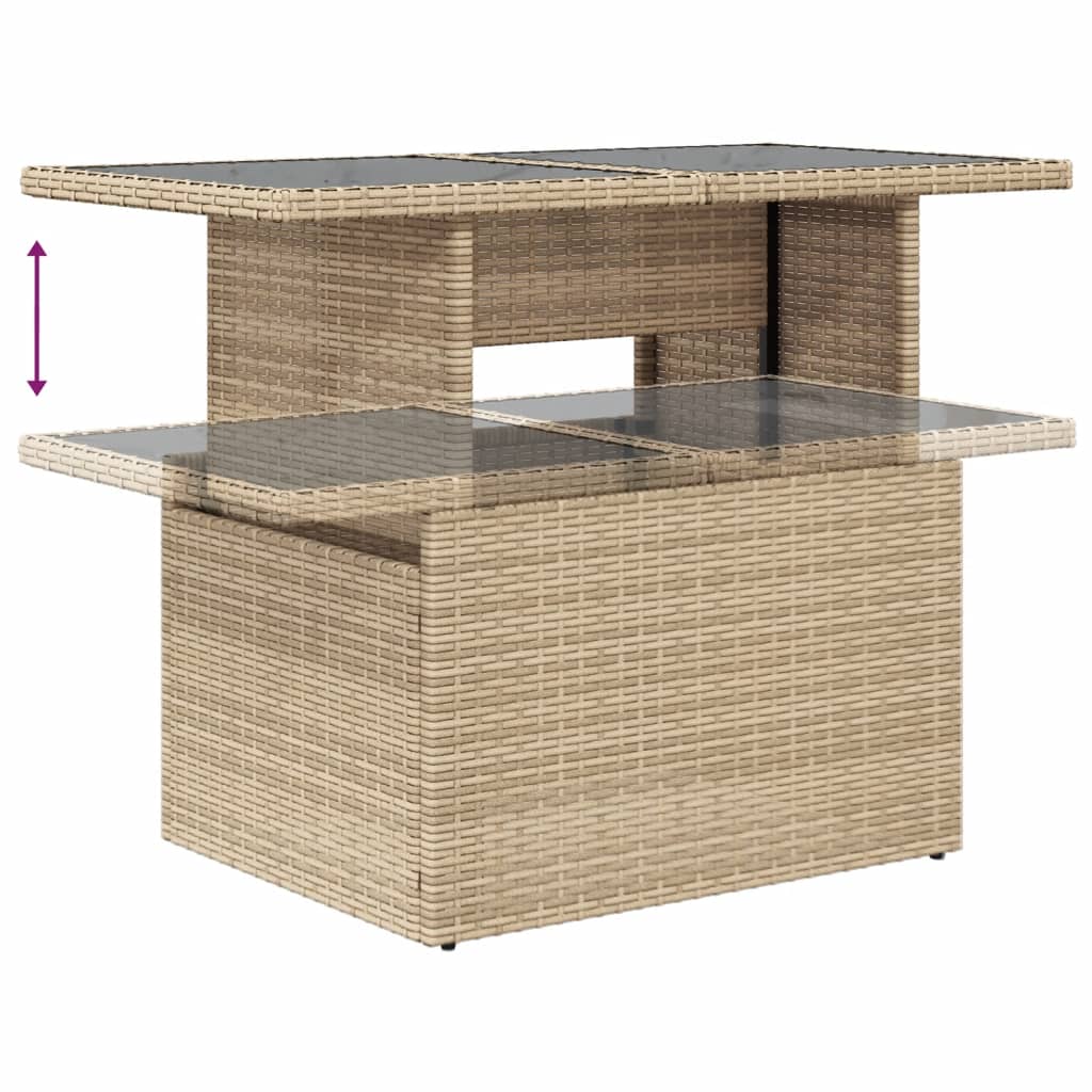 8-delige Loungeset met kussens poly rattan beige