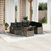 8-piece Lounge Set with Cushions Poly Rattan Grey