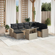 8-piece Lounge Set with Cushions Poly Rattan Light Grey
