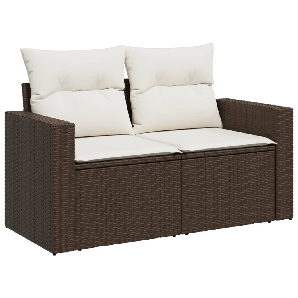 8-delige Loungeset met kussens poly rattan bruin