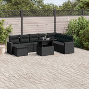 Loungeset 9-delig poly rattan zwart