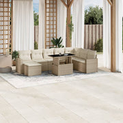 Loungeset 9-delig poly rattan beige