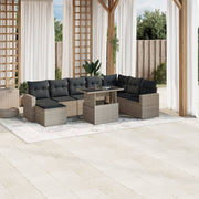 Loungeset 9-delig poly rattan lichtgrijs