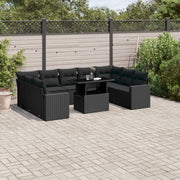 Loungeset 10-delig poly rattan zwart