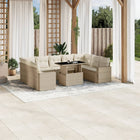 10-delige Loungeset met kussens poly rattan beige