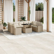 Loungeset poly rattan 10-delig beige
