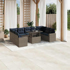 10-piece garden lounge set with cushions, grey poly rattan
