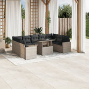 Loungeset 10-delig poly rattan lichtgrijs