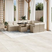 Loungeset 10-delig poly rattan beige