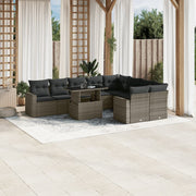 Loungeset poly rattan 10-delig grijs